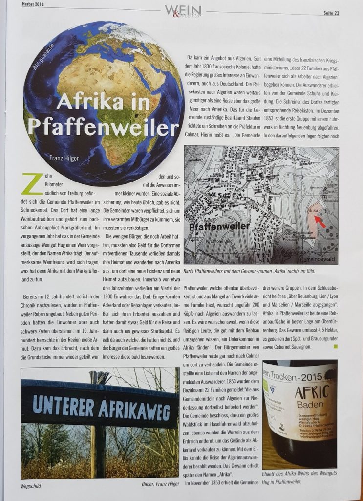Afrika in Pfaffenweiler | Weingut Hug in Pfaffenweiler bei Freiburg im Breisgau